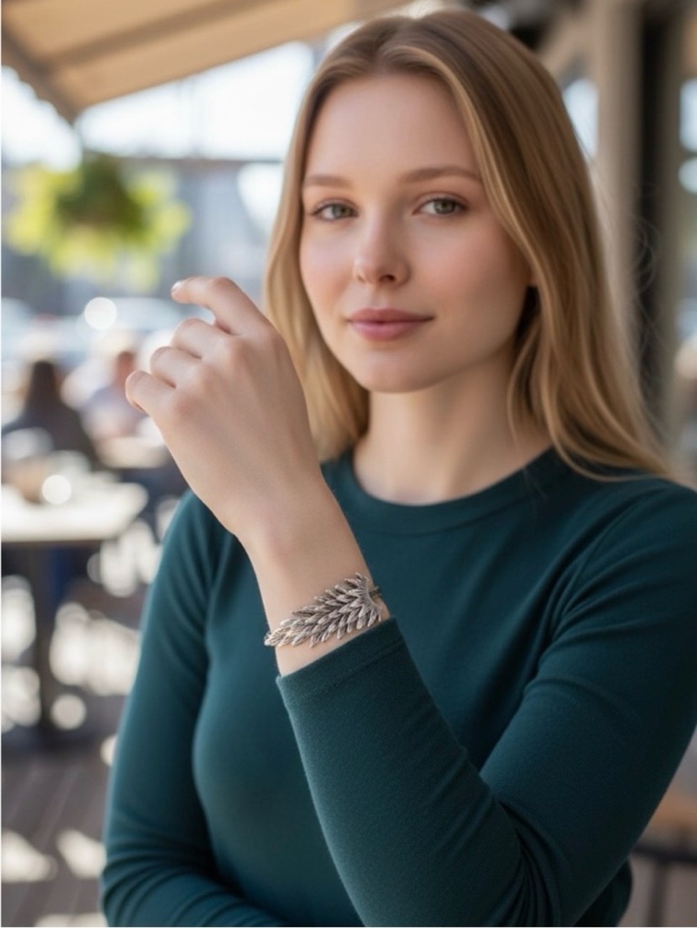Silver Feather Cascade Bracelet